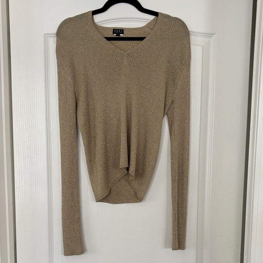 Michael Kors Metallic Gold Knit Top